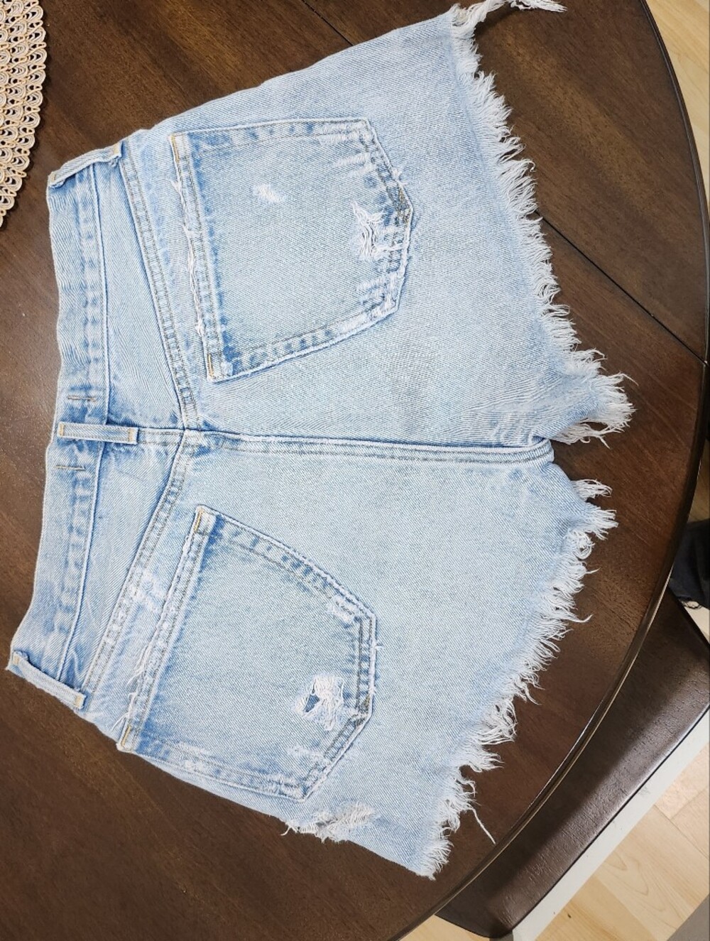 Agolde Light Wash Distressed Denim Cutoff Shorts - Picture 2 of 7